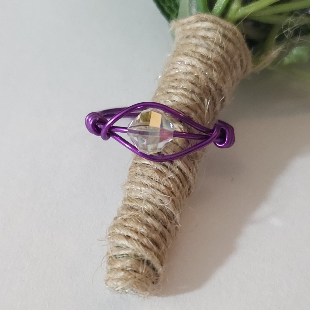 Handmade Vintage Aurora Borealis Crystal Wire Wrapped Ring Size 7 / Made to Size - Picture 3 of 13